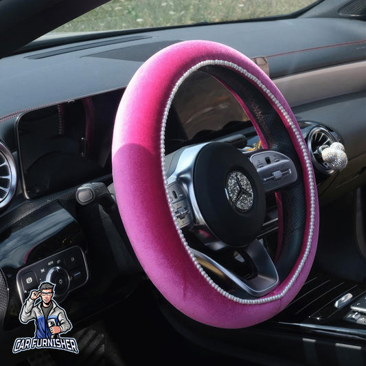 Steering Wheel Cover - Velvet Pearl Fuchsia Fabric