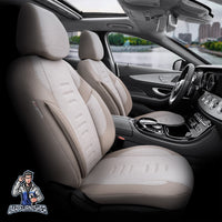 Thumbnail for Audi A6 Seat Covers Throne Design Beige 5 Seats + Headrests (Full Set) Leather & Linen Fabric