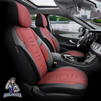 Thumbnail for Skoda Octavia Seat Covers Throne Design Red 5 Seats + Headrests (Full Set) Leather & Linen Fabric