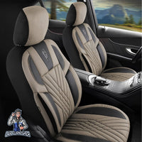 Thumbnail for Skoda Octavia Seat Covers Vienna Design Beige 5 Seats + Headrests (Full Set) Leather & Pique Fabric