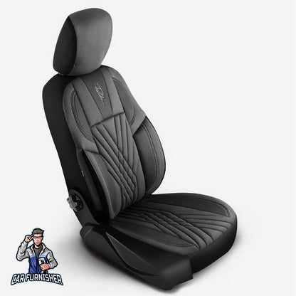 Mercedes 190 Seat Covers Vienna Design Gray 5 Seats + Headrests (Full Set) Leather & Pique Fabric