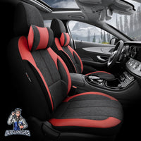 Thumbnail for Volkswagen Tiguan Seat Covers Voyager Design Dark Red 5 Seats + Headrests (Full Set) Leather & Linen Fabric