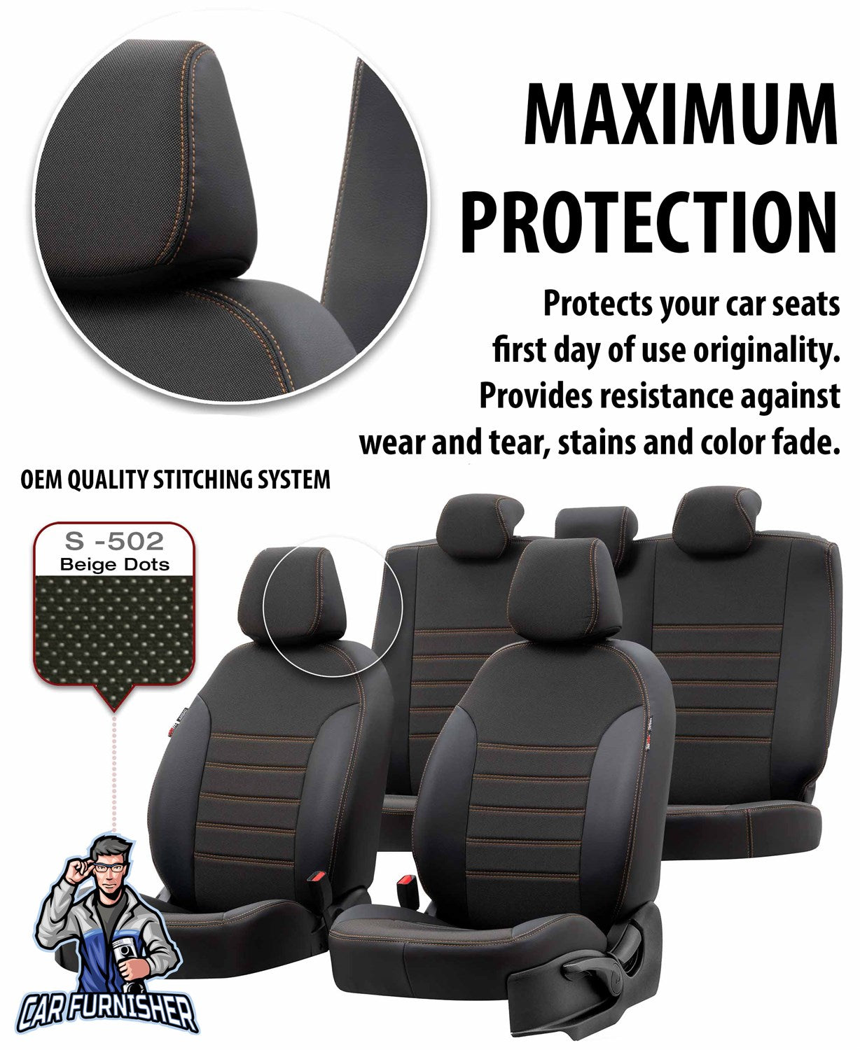 Ssangyong Musso Seat Cover Paris Leather & Jacquard Design Dark Beige Leather & Jacquard Fabric