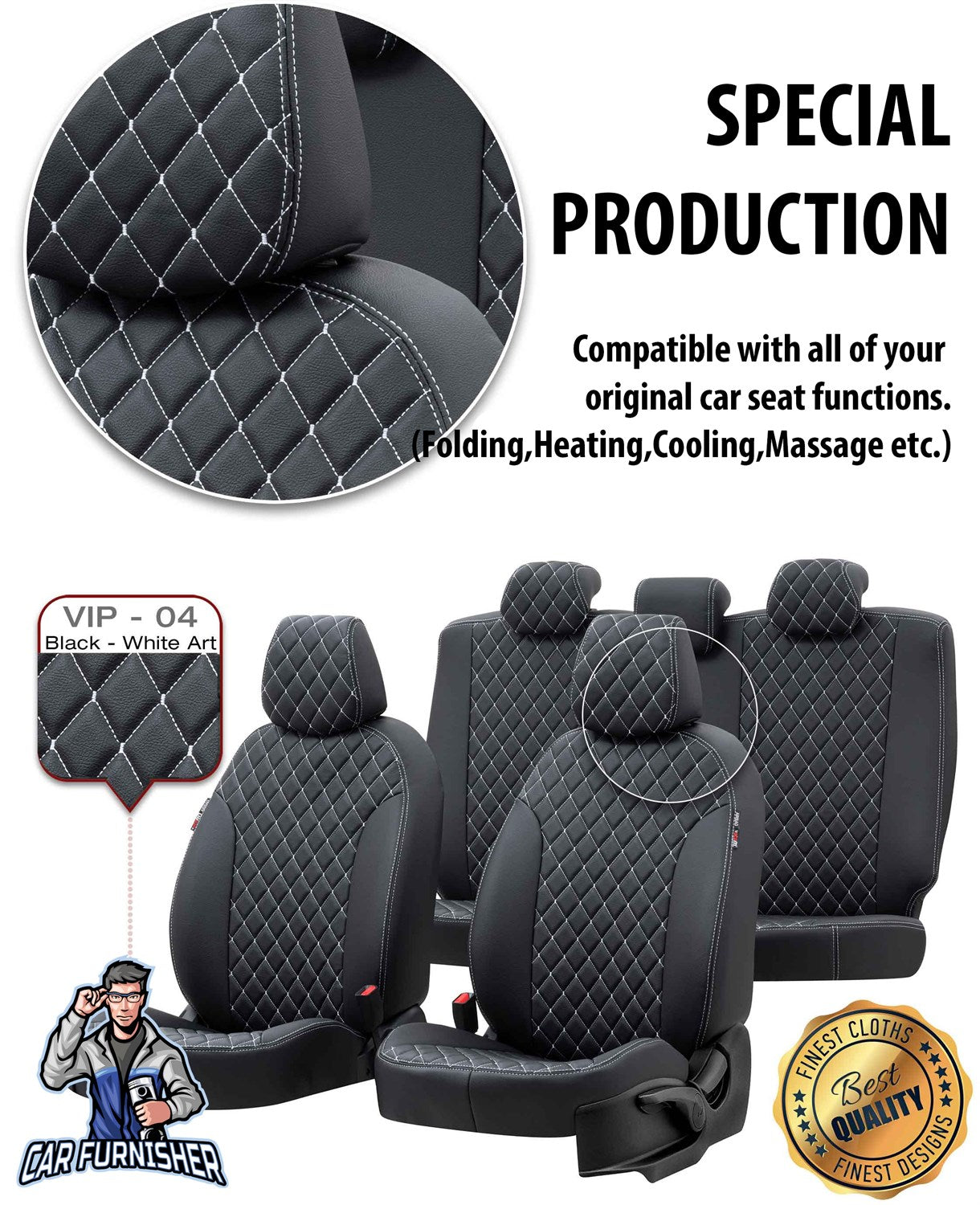 Volvo V40 Car Seat Cover 2013-2023 T2/T3/T4/T5/D2/D3 Madrid Design Smoked Full Set (5 Seats + Handrest) Full Leather
