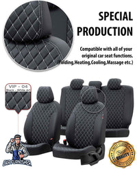 Thumbnail for Scania G Seat Cover Madrid Leather Design Dark Gray Front Seats (2 Seats + Handrest + Headrests) Leather