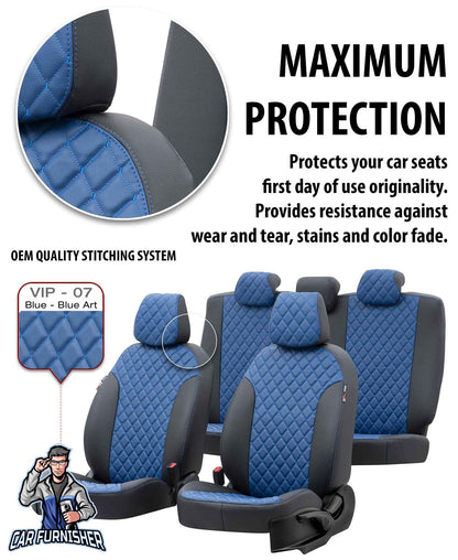 Isuzu N35 Seat Cover Madrid Leather Design Blue Leather