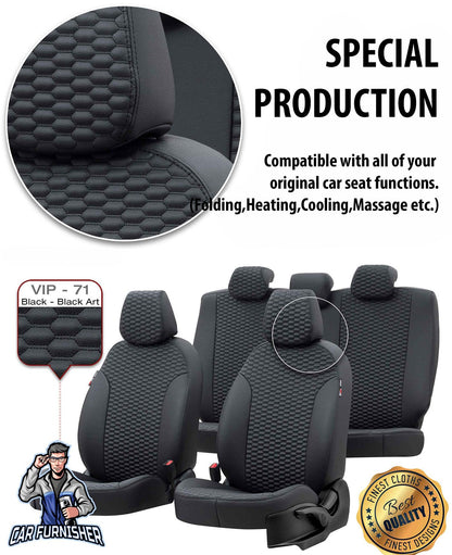 Kia Carens Seat Cover Madrid Foal Feather Design Black Leather