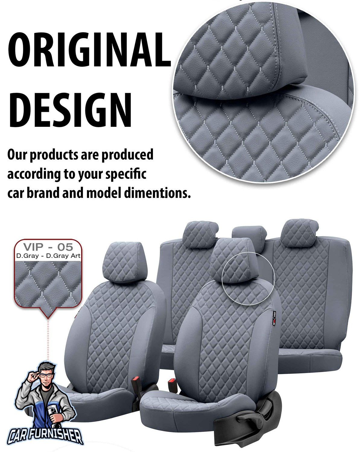 Volvo V40 Car Seat Cover 2013-2023 T2/T3/T4/T5/D2/D3 Madrid Design Blue Full Set (5 Seats + Handrest) Full Leather