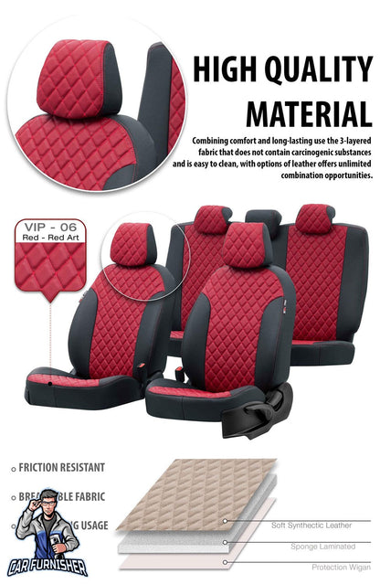 Renault Premium Seat Cover Madrid Leather Design Beige Front Seats (2 Seats + Handrest + Headrests) Leather