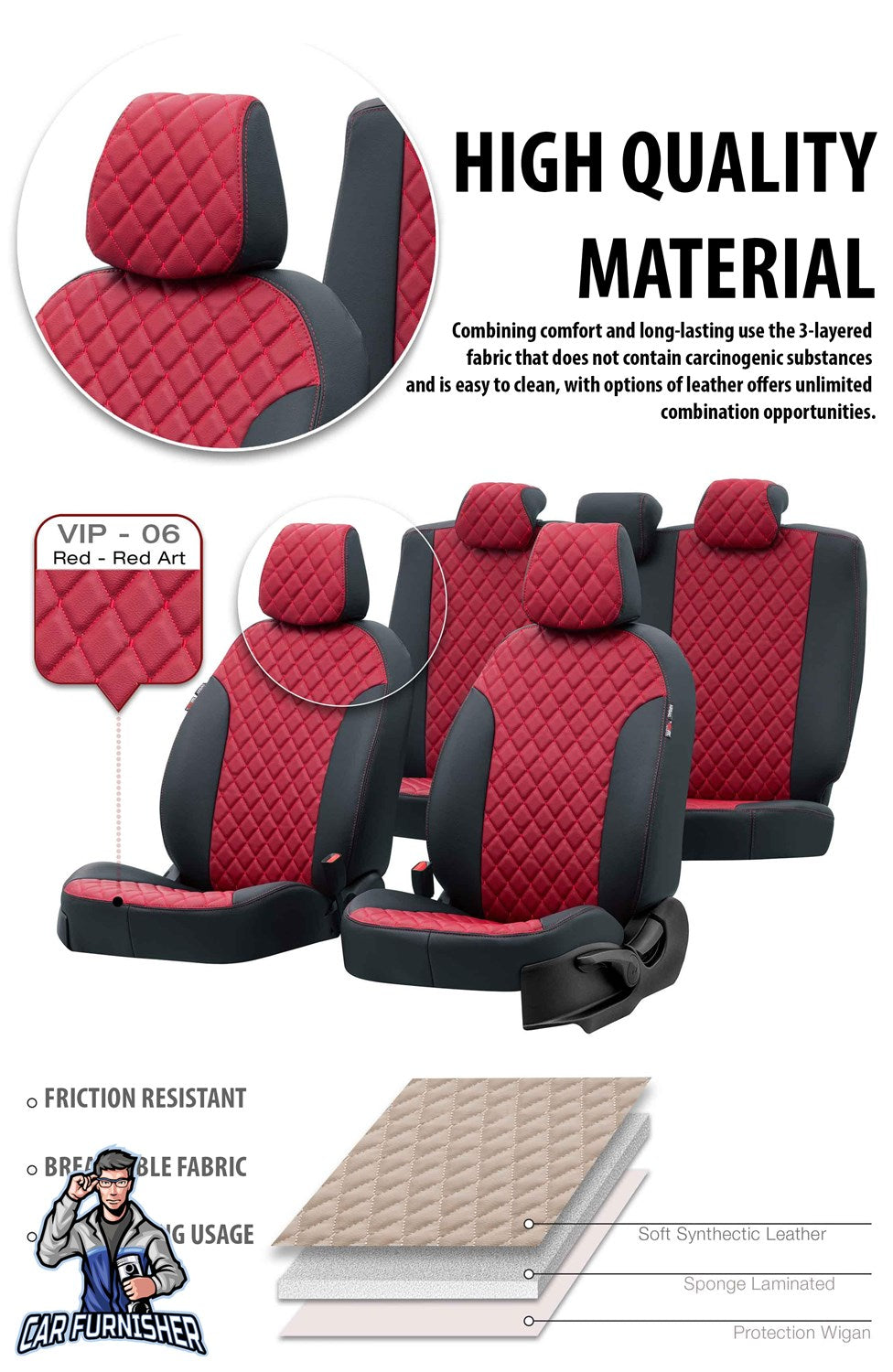 Volvo V40 Car Seat Cover 2013-2023 T2/T3/T4/T5/D2/D3 Madrid Design Dark Red Full Set (5 Seats + Handrest) Full Leather