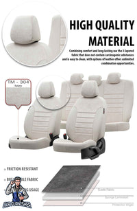 Thumbnail for Volkswagen Touareg Seat Cover Milano Suede Design Ivory Leather & Suede Fabric