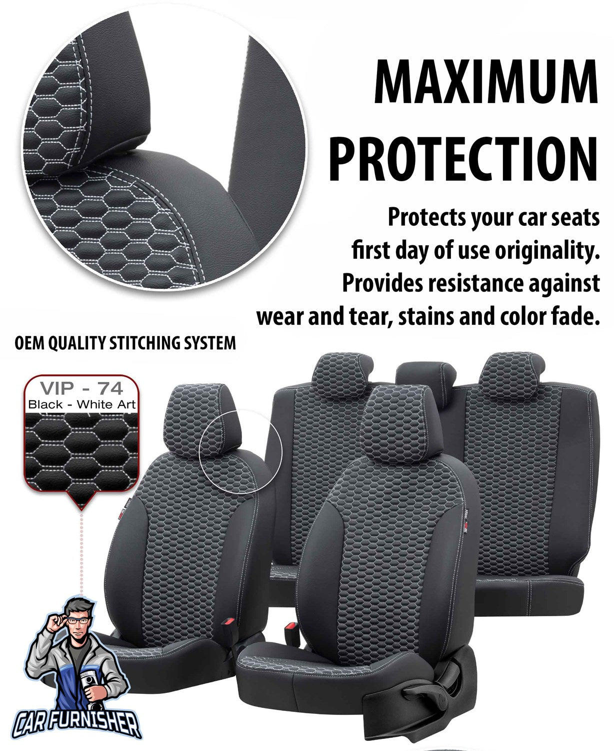 VW Amarok Car Seat Cover 2010-2023 2H Tokyo Design Dark Gray Full Set (5 Seats + Handrest) Full Leather