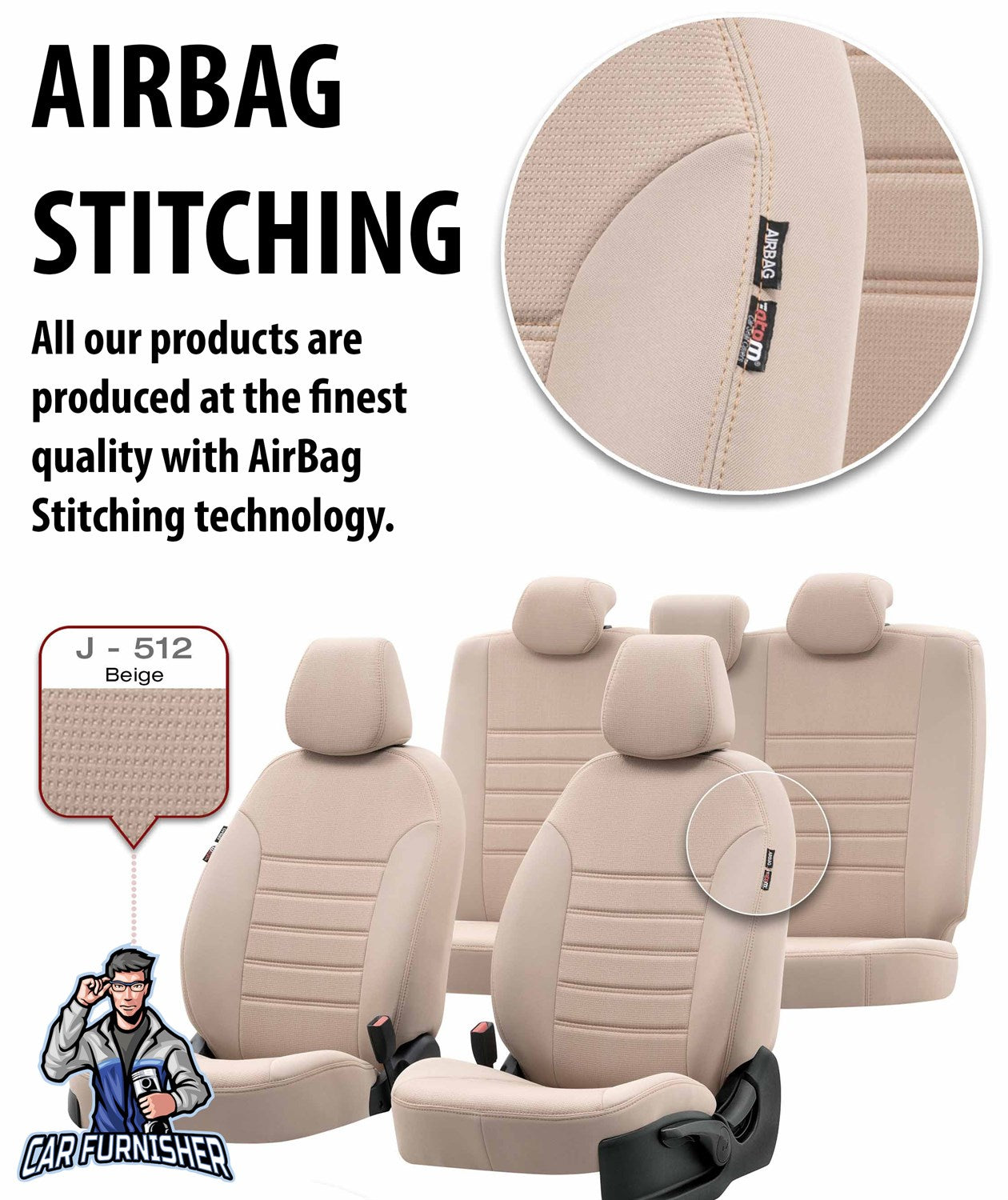 VW Bora Car Seat Cover 1998-2006 1J Original Design Smoked Full Set (5 Seats + Handrest) Fabric