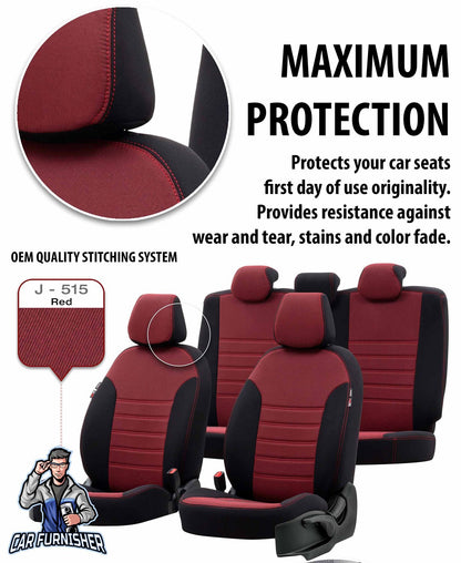 Kia Carens Seat Cover Original Jacquard Design Red Jacquard Fabric