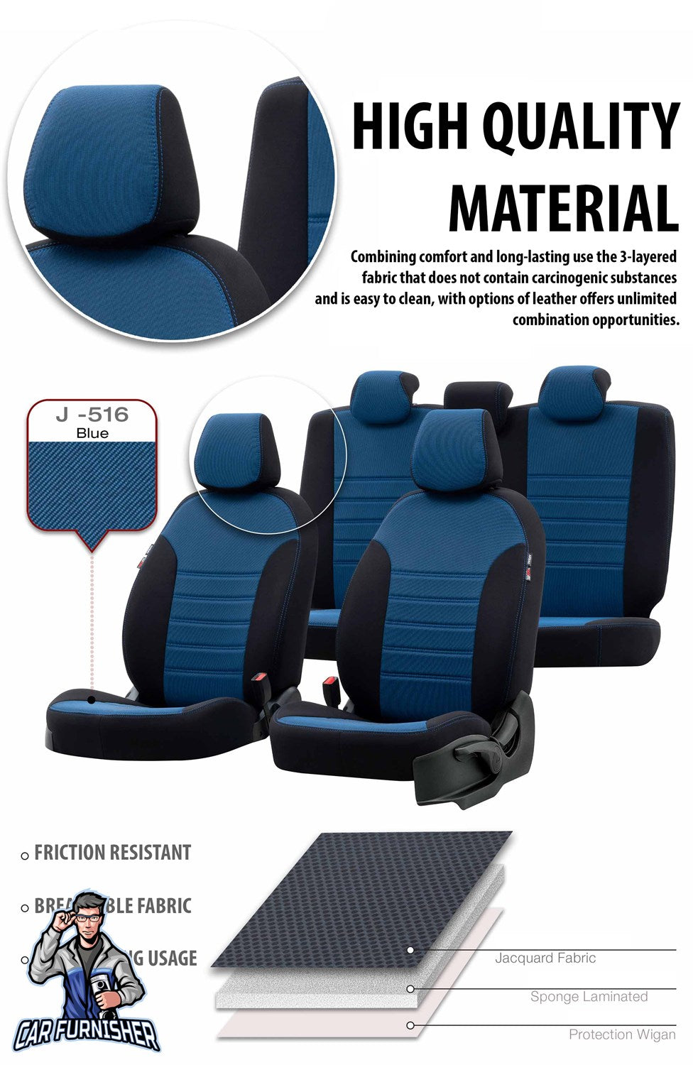 Toyota CHR Seat Cover Original Jacquard Design Gray Jacquard Fabric