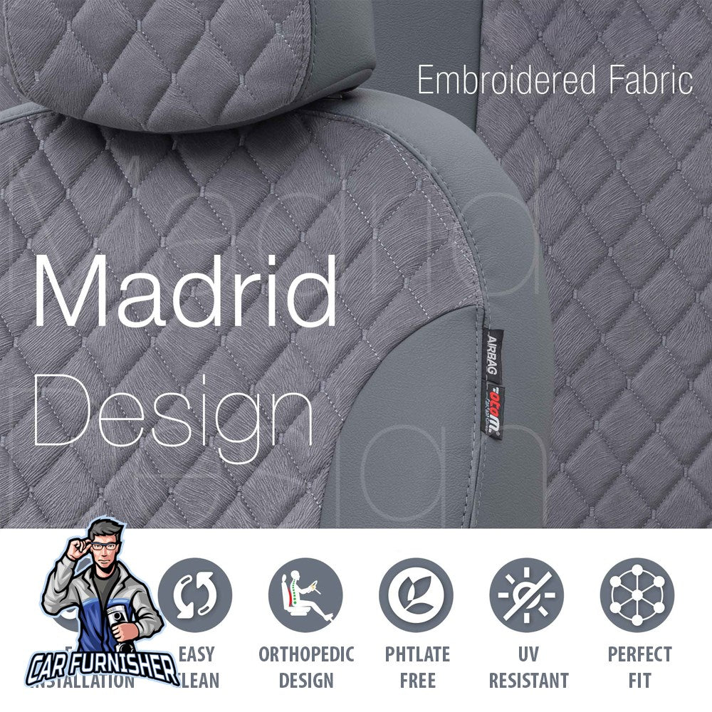 Peugeot J9 Seat Cover Madrid Foal Feather Design Dark Gray Front Seats (2+1 Seats + Handrest + Headrests) Leather & Foal Feather
