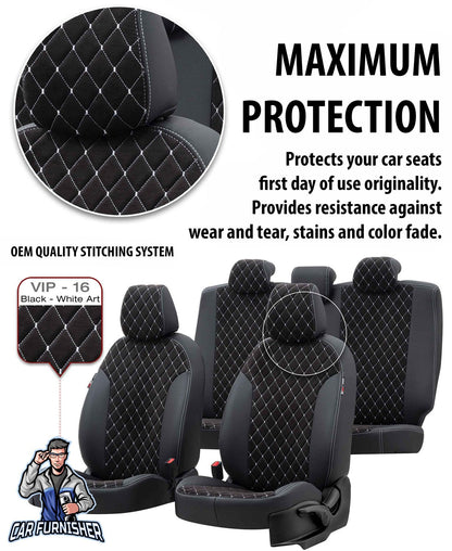 Ford F-Max Seat Cover Madrid Foal Feather Design Dark Red Front Seats (2 Seats + Handrest + Headrests) Leather & Foal Feather