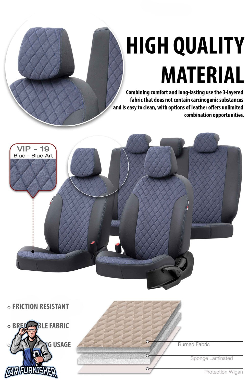 Nissan NV300 Seat Cover Camouflage Waterproof Design Dark Gray Leather & Foal Feather