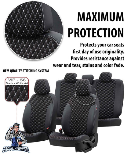 Toyota Aygo Seat Cover Amsterdam Foal Feather Design Smoked Black Leather & Foal Feather