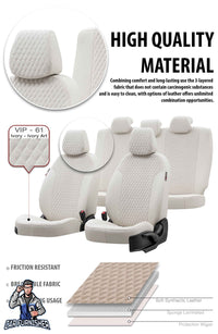 Thumbnail for Volkswagen Touareg Seat Cover Amsterdam Foal Feather Design Ivory Leather & Foal Feather