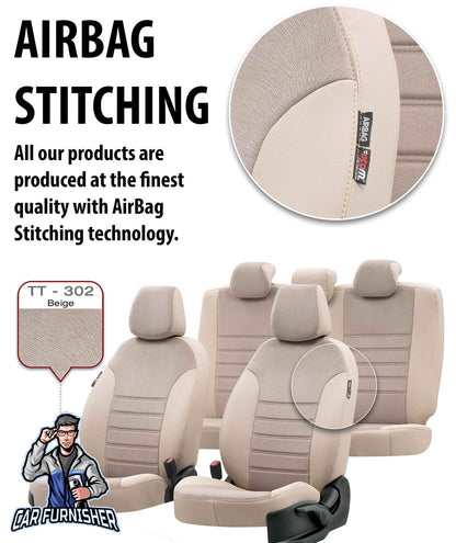 Volkswagen Crafter Seat Cover London Foal Feather Design Beige Leather & Foal Feather