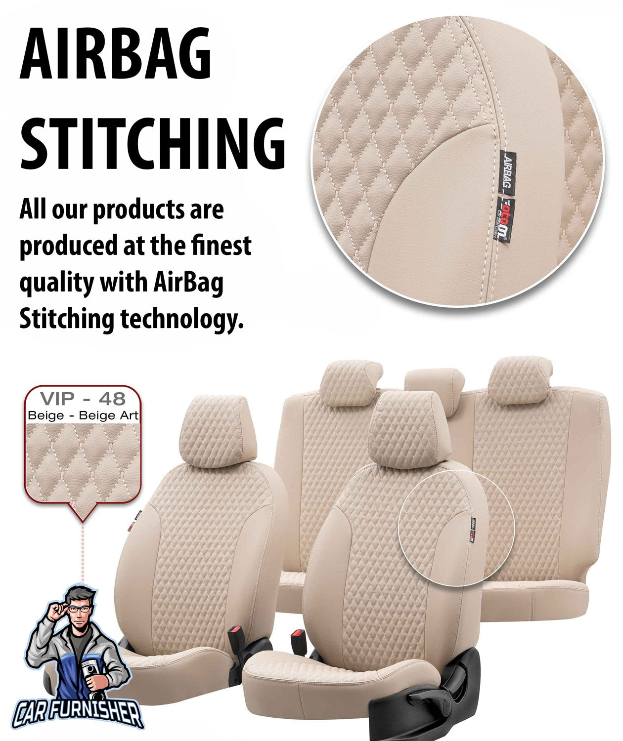 Volkswagen Golf Seat Cover Amsterdam Leather Design Beige Leather