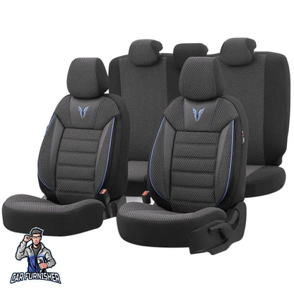 Luxury Car Seat Cover Set (3 Colors) | Toro Performance Series Blue Leather & Fabric