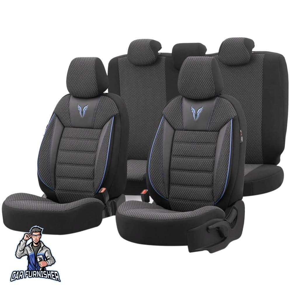 Mercedes 190 Seat Covers Toro Performance Design Blue 5 Seats + Headrests (Full Set) Leather & Cotton Fabric