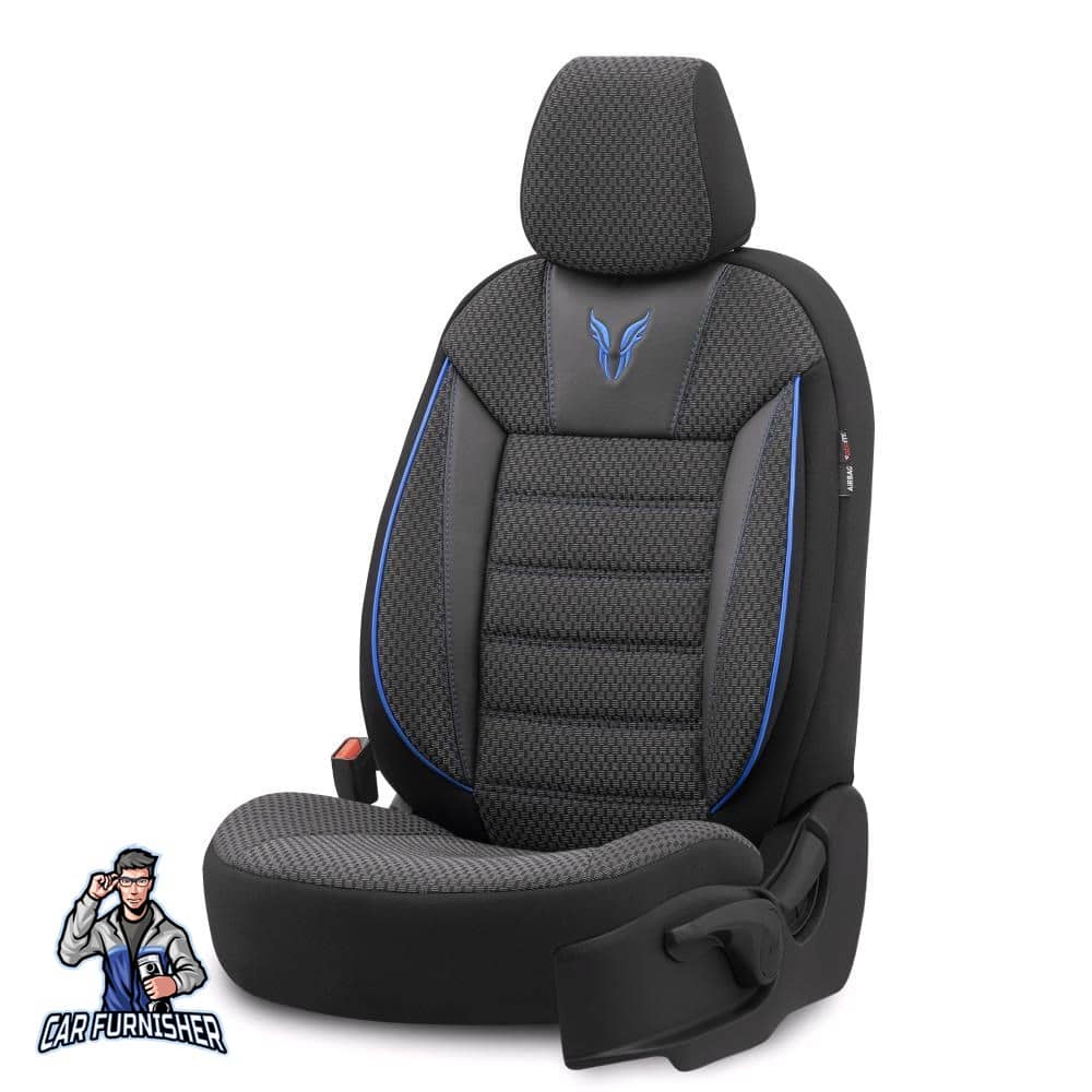 Mercedes 190 Seat Covers Toro Performance Design Blue 5 Seats + Headrests (Full Set) Leather & Cotton Fabric