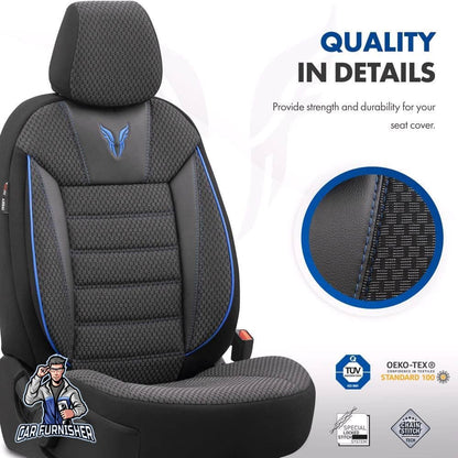 Luxury Car Seat Cover Set (3 Colors) | Toro Performance Series Blue Leather & Fabric