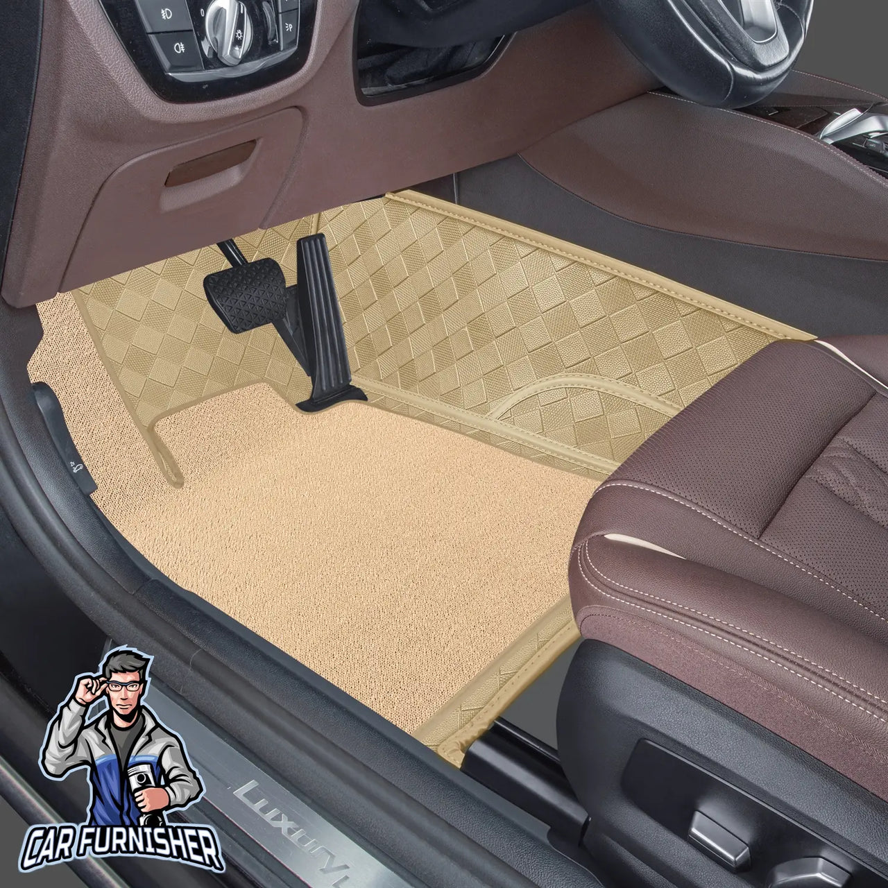 Corvette C8 Mats - 8D Custom Fit Full Floor Coverage Leather & Rug