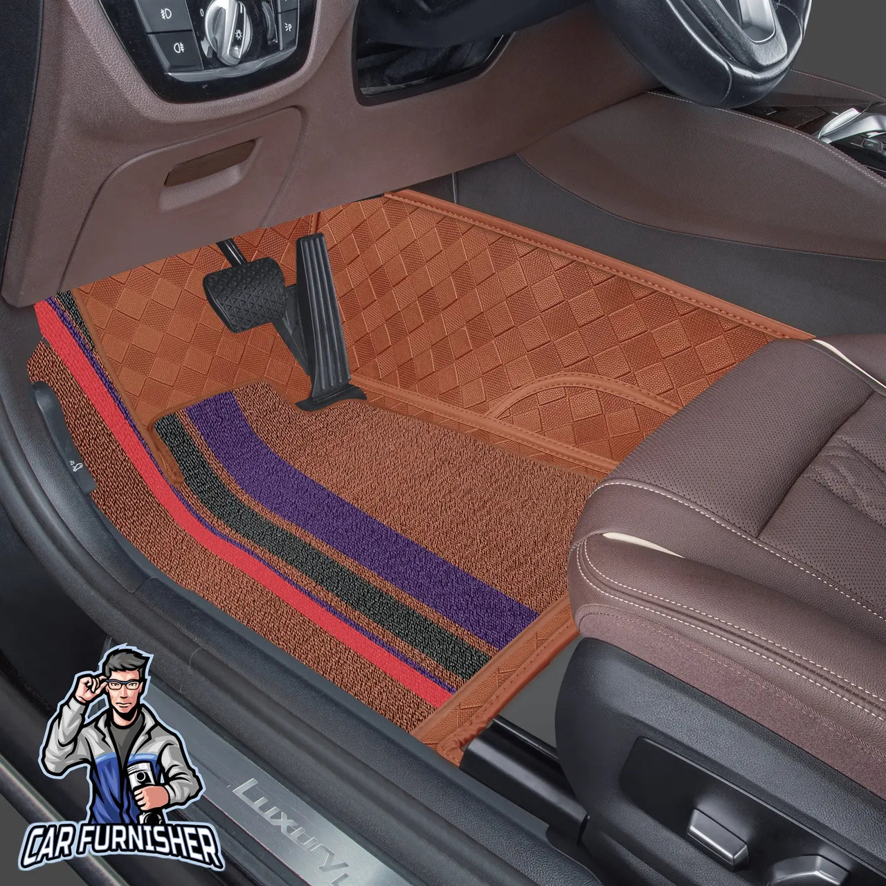 Dodge Challenger Mats - 8D Custom Fit Full Floor Coverage Leather & Rug