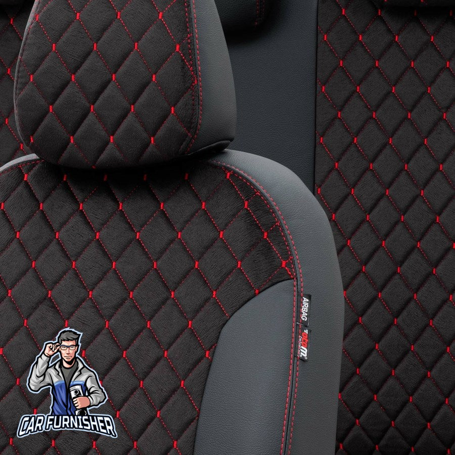 Ford F-Max Seat Cover Madrid Foal Feather Design Dark Red Front Seats (2 Seats + Handrest + Headrests) Leather & Foal Feather