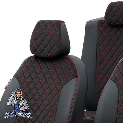 Volvo XC70 Seat Cover Madrid Foal Feather Design Dark Red Leather & Foal Feather