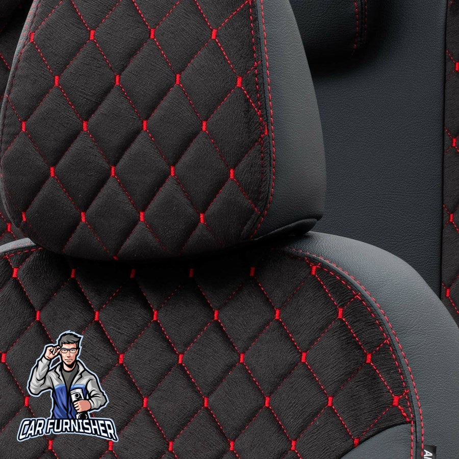 Peugeot J9 Seat Cover Madrid Foal Feather Design Dark Red Front Seats (2+1 Seats + Handrest + Headrests) Leather & Foal Feather