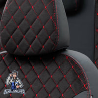 Thumbnail for Subaru Legacy Seat Cover Madrid Foal Feather Design Dark Red Leather & Foal Feather