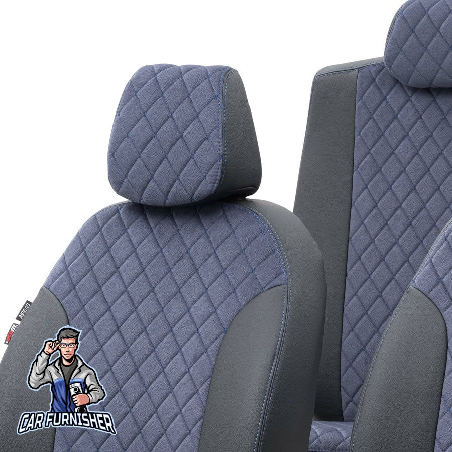 Volkswagen T-Roc Seat Cover Madrid Foal Feather Design Blue Leather & Foal Feather