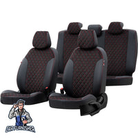 Thumbnail for Man TGS Seat Cover Madrid Foal Feather Design Dark Red Front Seats (2 Seats + Handrest + Headrests) Leather & Foal Feather