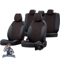 Thumbnail for Volkswagen T-Roc Seat Cover Madrid Foal Feather Design Dark Red Leather & Foal Feather