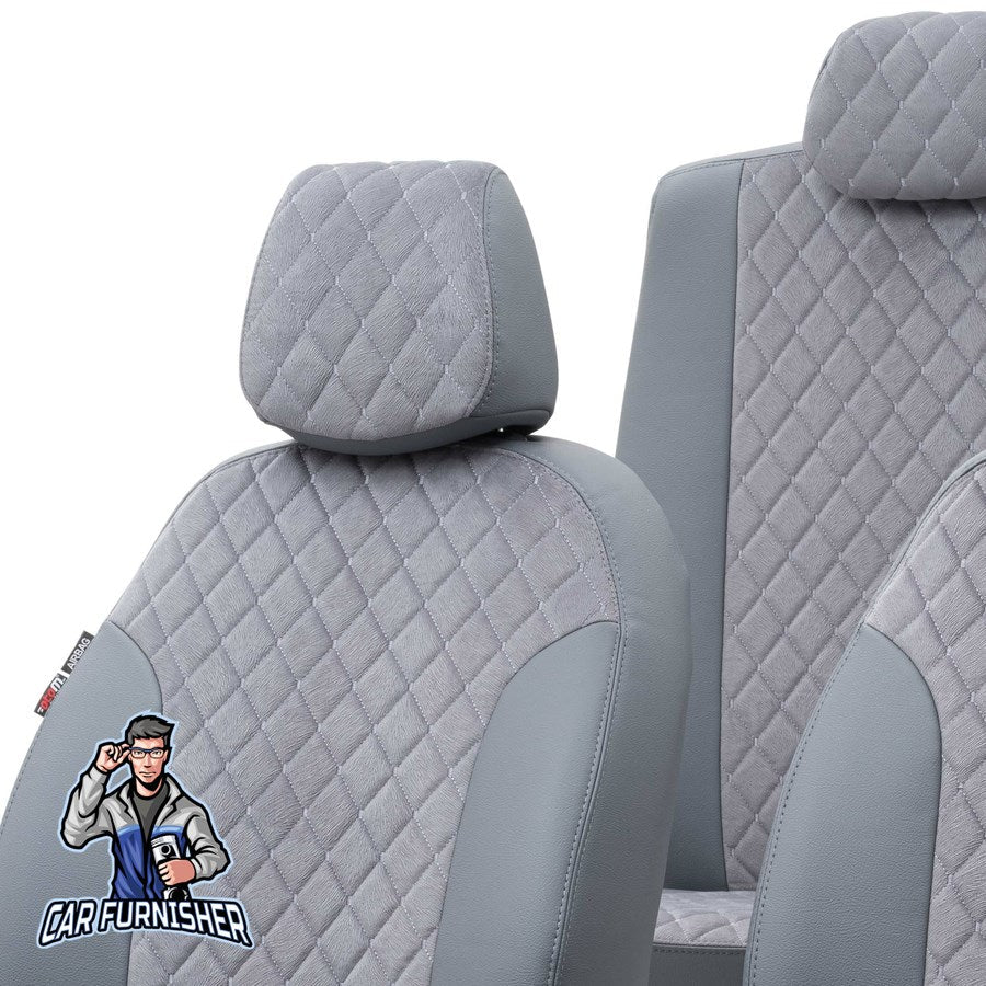 Renault Premium Seat Cover Madrid Foal Feather Design Smoked Front Seats (2 Seats + Handrest + Headrests) Leather & Foal Feather