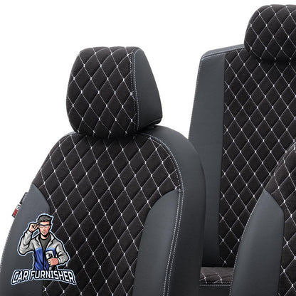 Tesla Model Y Seat Cover Madrid Foal Feather Design Dark Gray Leather & Foal Feather