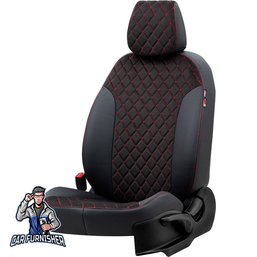 Skoda Roomstar Seat Cover Madrid Foal Feather Design Dark Red Leather & Foal Feather