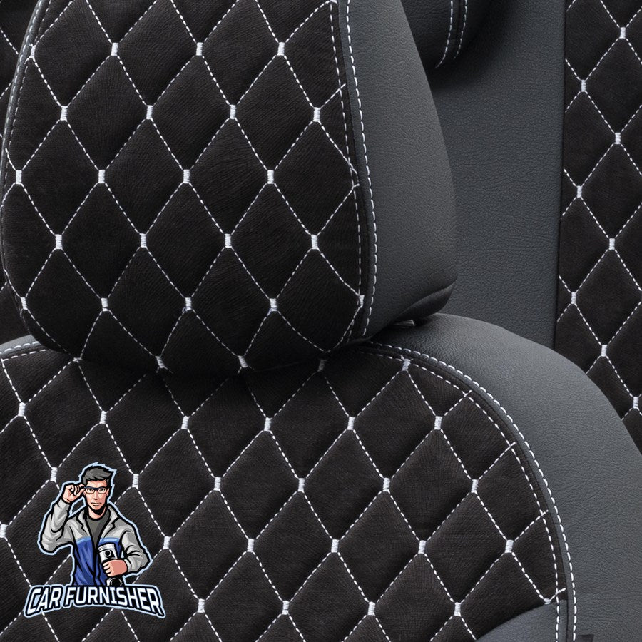 Volkswagen Caravelle Seat Cover Madrid Foal Feather Design Dark Gray Leather & Foal Feather