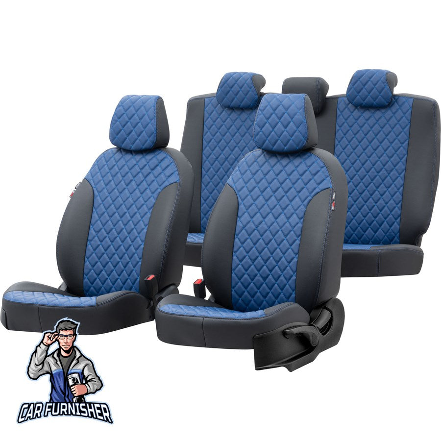 Renault Premium Seat Cover Madrid Leather Design Blue Front Seats (2 Seats + Handrest + Headrests) Leather