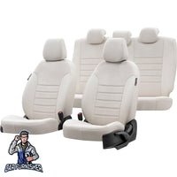 Thumbnail for Scania R Seat Cover London Foal Feather Design Ivory Front Seats (2 Seats + Handrest + Headrests) Leather & Foal Feather