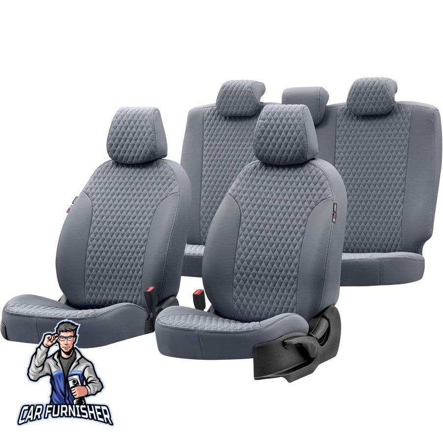 Man TGS Seat Cover Amsterdam Leather Design Smoked Black Front Seats (2 Seats + Handrest + Headrests) Leather