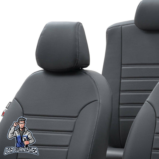 VW Amarok Car Seat Cover 2010-2023 2H Istanbul Design Black Full Set (5 Seats + Handrest) Leather & Fabric