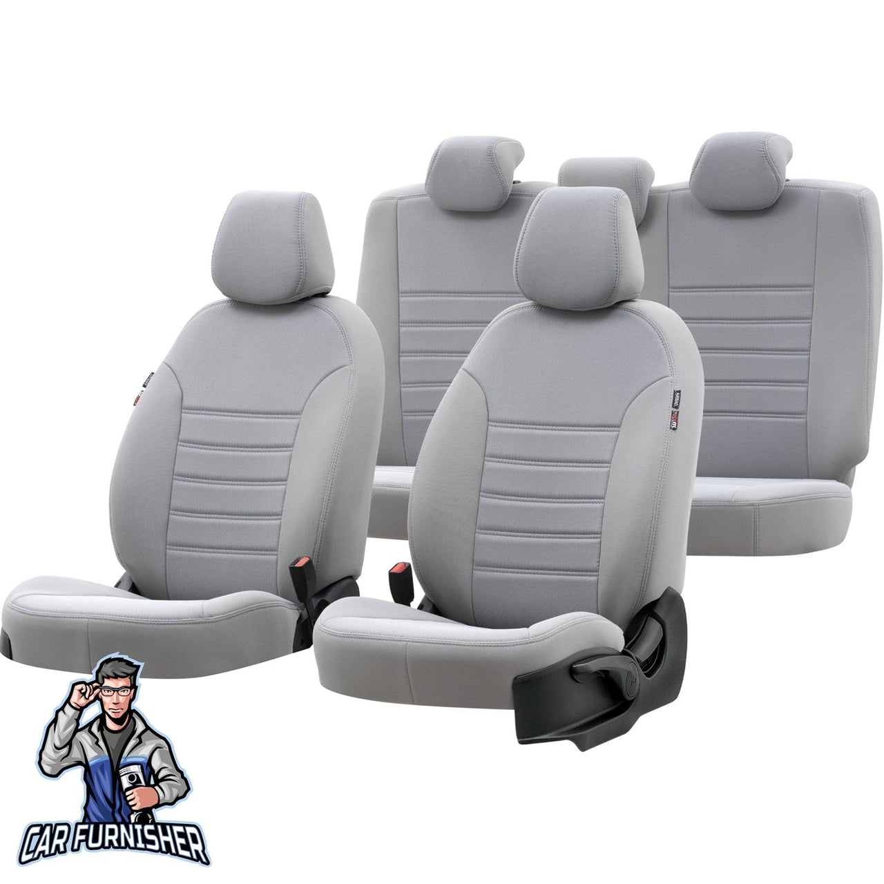 Man TGS Seat Cover Original Jacquard Design Light Gray Front Seats (2 Seats + Handrest + Headrests) Jacquard Fabric