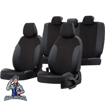 Renault Premium Seat Cover Tokyo Foal Feather Design Black Front Seats (2 Seats + Handrest + Headrests) Leather & Foal Feather