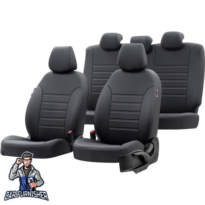 Renault Premium Seat Cover New York Leather Design Black Front Seats (2 Seats + Handrest + Headrests) Leather